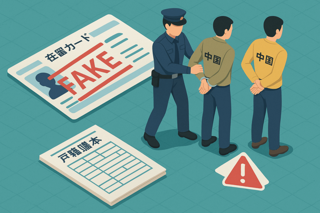 在留カード偽造で中国籍の男2人逮捕　偽造データ1万点超を押収　戸籍謄本の偽造も